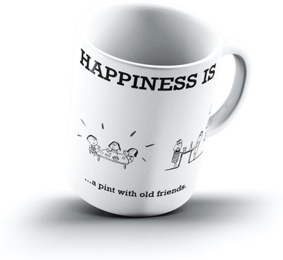 

Ucard Happiness Is1303 Bone China, Ceramic, Porcelain Mug(325 ml), Multicolor