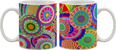 

Artifa Abstract Circles Design Porcelain, Ceramic Mug(350 ml), Multicolor