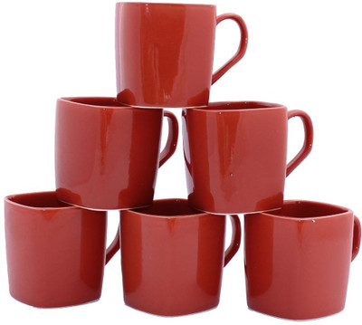 

Aarzool Maroon Square Cups Ceramic Mug(200 ml, Pack of 6)