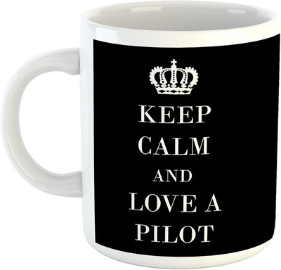 

Deeher Gifts Keep calm and love a pilot Ceramic Mug(330 ml), Black;white