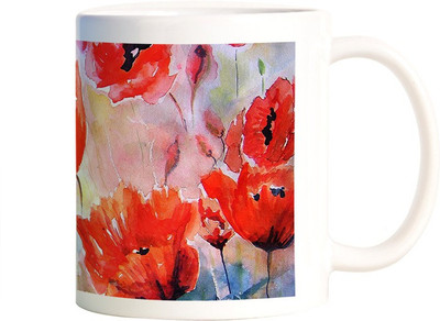 

Rangeele Inkers Flowers Painting Artwork Ceramic Mug(300 ml), Multicolor
