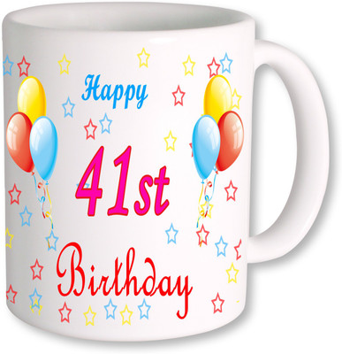 

PhotogiftsIndia 41st Happy Birthday Coffee Ceramic Mug(350 ml), Multicolor