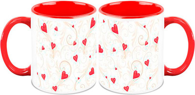 

Homesogood Valentine's Day Design (Set Of 2) Ceramic Mug(325 ml, Pack of 2)