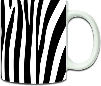 

Maison N Mode Bk Wh Line Pattern Coffee Ceramic Mug(330 ml), Multicolor