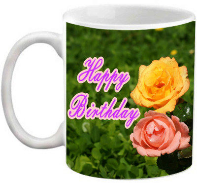 

EFW Happy Birthday Flower Theme Printed Coffee Ceramic Mug(325 ml)