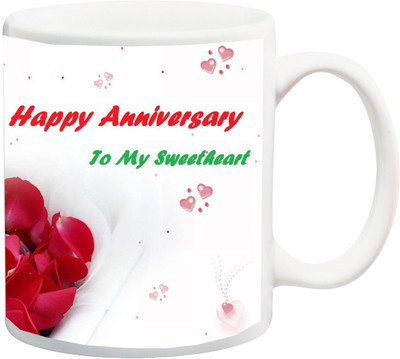 

ME&YOU Gift for Husband/Wife/Mom/Dad/Couples/Lover;red rose happy anniversary to my sweetheart Printed Ceramic Mug(325 ml), Multicolor