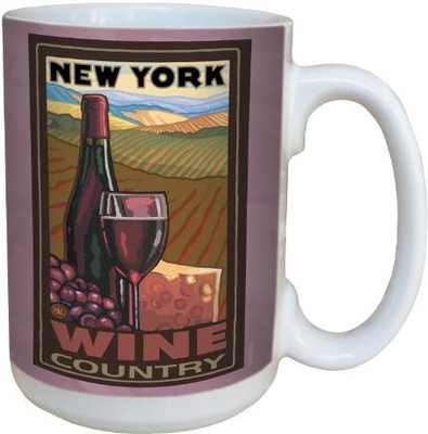 

Tree-Free Greetings Greetings lm43250 Vintage New York Wine Country by Paul A. Lanquist Ceramic with Full-Sized Handle, 15-Ounce, Multicolored Ceramic Mug(60 ml), Multicolor
