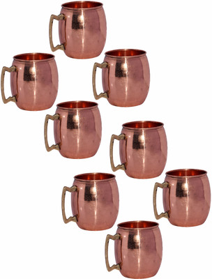 

Prisha India Craft 006-8 Copper Mug(460 ml, Pack of 8), Gold