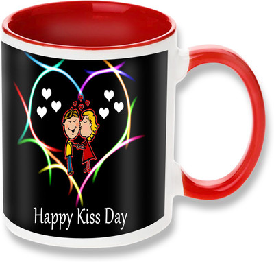 

PhotogiftsIndia happy kiss day Ceramic Mug(325 ml), Multicolor