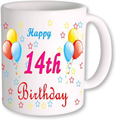 

PhotogiftsIndia 14th Happy Birthday Coffee Ceramic Mug(350 ml), Multicolor