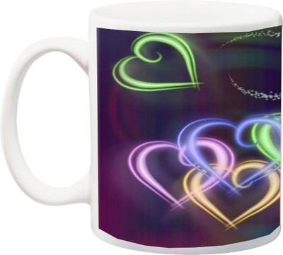 

ME&YOU Special Beautiful Colorful Lover 3D printed Ceramic Mug(325 ml), Multicolor
