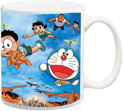 

ME&YOU Gift for Children;Doraemon, Nobita, Shizuka, Gian, Suneo On Adventure Printed Ceramic Mug(325 ml), Multicolor