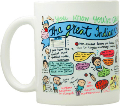 

Chumbak Cricket Ceramic Mug(300 ml), Multicolor