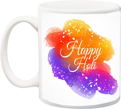 

ME&YOU Gift For Holi;happy Holee Special holy HD printed Ceramic Mug(325 ml), Multicolor