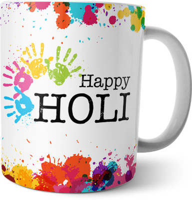 

Chiraiyaa Happy Holi Festival Ceramic Mug(300 ml), Multicolor