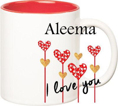 

Huppme I Love You Aleema Inner Red (350 ml) Ceramic Mug(350 ml), Red;white