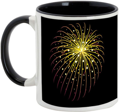 

AllUPrints Gifts For Diwali - Have A Super Deepawali Ceramic Mug(325 ml), Black