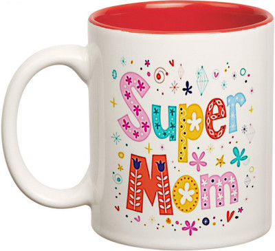 

Prithish Super Mom Double Color Ceramic Mug(330 ml), Multicolor