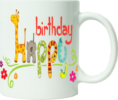 

Maison N Mode Happy Birth Day Coffee Ceramic Mug(330 ml), Multicolor