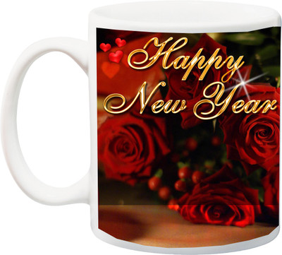 

ME&YOU happy New year Beautiful Red Roses Printed Ceramic Mug(325 ml), Multicolor