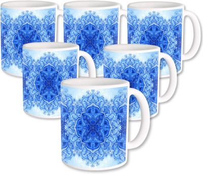 

Heyworlds Gifts for Pattern Design set of six 02 Ceramic Mug(325 ml, Pack of 6), Multicolor