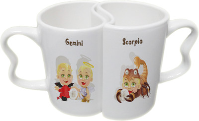 

Ucard Gemini and Scorpio Zodiac Sign Couple Bone China, Ceramic, Porcelain Mug(325 ml), Multicolor