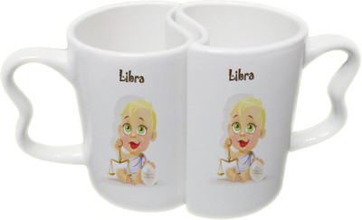 

Ucard Libra and Libra Zodiac Sign Couple Bone China, Ceramic, Porcelain Mug(325 ml), Multicolor