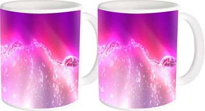 

Heyworlds gifts for pink water design 09 Ceramic Mug(325 ml, Pack of 2), Multicolor