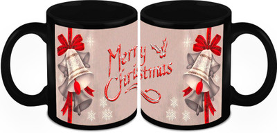 

Homesogood Ringing Bells Of Christmas Ceramic Mug(325 ml, Pack of 2)