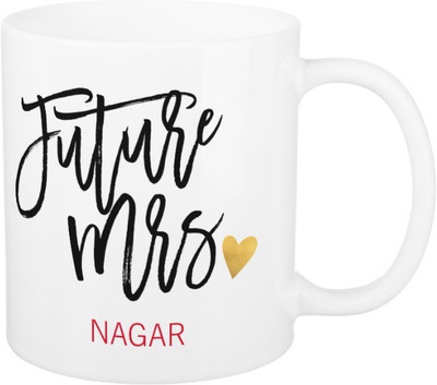 Exoctic Silver Future Mrs.Nagar Ceramic Mug(325 ml), Black;red