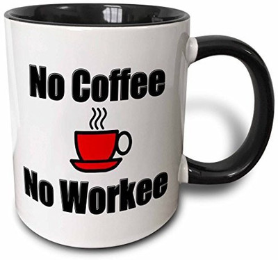 

3dRose mug_149808_4 No Coffee, No Workee, Red Two Tone Black, 11 oz, Black/White Ceramic Mug(60 ml)