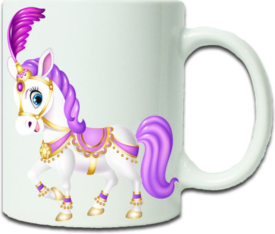 

Maison N Mode Purple Horse Coffee Ceramic Mug(330 ml), Multicolor