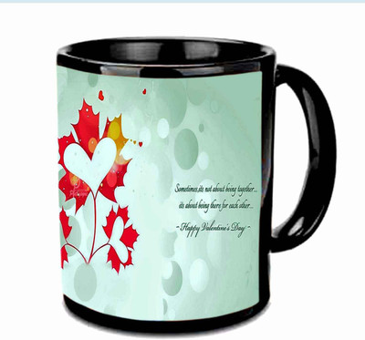 

Raj Laxmi Heart leaves valentine black Ceramic Mug(350 ml)