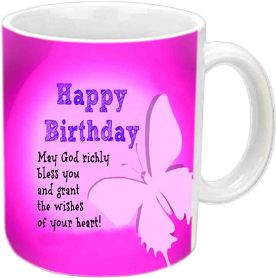 

Raj Laxmi Nice Quote & Design Happy B'day Mom White Ceramic Mug(3.5 ml)