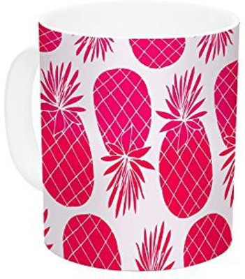 

Kess InHouse InHouse Anchobee Pinya Neon Pink Magenta Pattern Ceramic Coffee, 11 oz, Multicolor Ceramic Mug(60 ml)