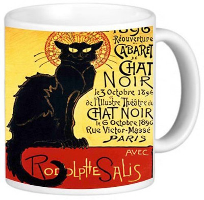 

Rikki Knight LLC Knight Photo Quality Ceramic Coffee, 11 oz, La Chat Noir Ceramic Mug(60 ml), Multicolor