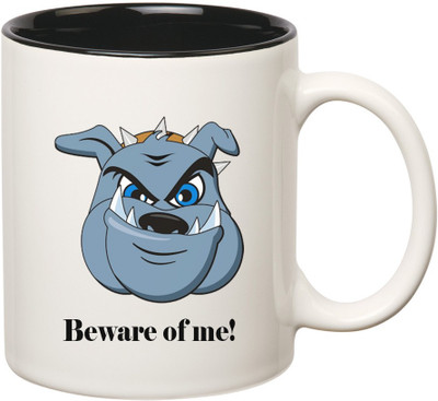 

HuppmeGift Beware Inner Black Ceramic Mug(350 ml), Black;white