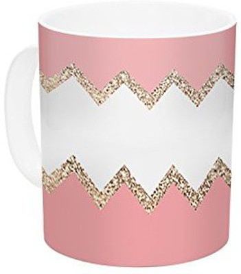 

Kess InHouse InHouse Monika Strigel Avalon Coral Chevron White Blush Ceramic Coffee, 11 oz, Multicolor Ceramic Mug(60 ml)