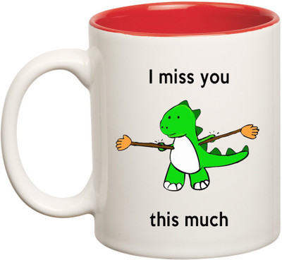 

HuppmeGift Miss You Inner Red Ceramic Mug(350 ml), Red;white