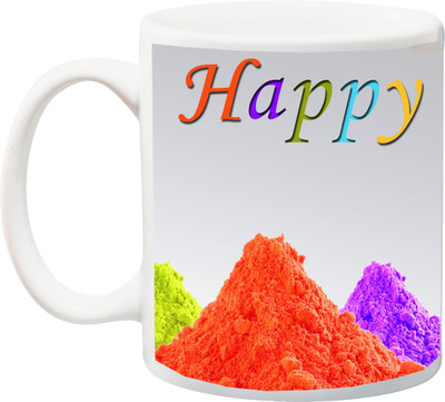 

ME&YOU Gift for Holi; Happy holy 3D Printed Ceramic Mug(325 ml), Multicolor