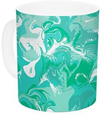 Kess InHouse InHouse Anneline Sophia Marbleized in Seafoam Teal Aqua Ceramic Coffee, 11 oz, Multicolor Ceramic Mug(60 ml)