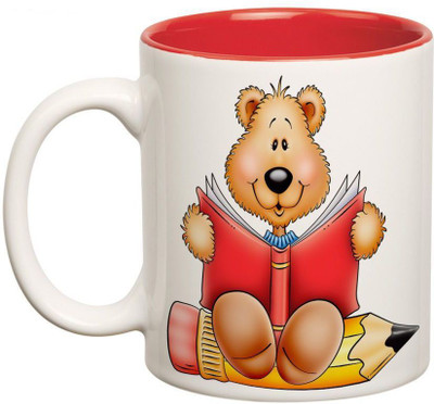 

Prithish Teddy Reading Double Color Ceramic Mug(330 ml), Multicolor