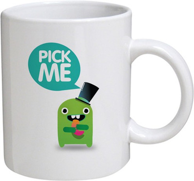 

My Bestow Pick Me - MyBestow White Plain Coffee Ceramic Ceramic Mug(320 ml), Multicolor
