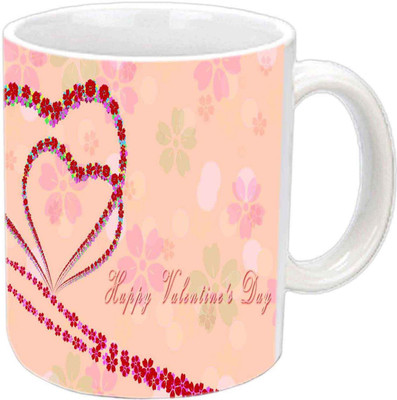 

Raj Laxmi couple hearts valentine white Ceramic Mug(367 ml)