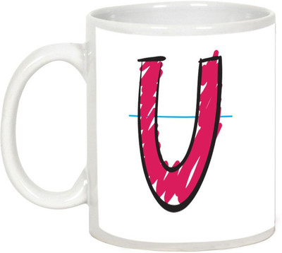 

AllUPrints Colorful Handwritten Alphabet Letters "U" Ceramic Mug(325 ml), White
