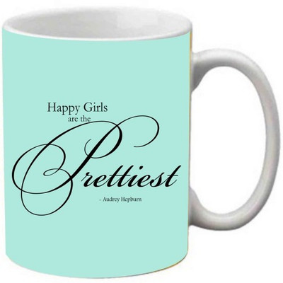 

Maison N Mode Happy Girl Coffee Ceramic Mug(330 ml), Multicolor