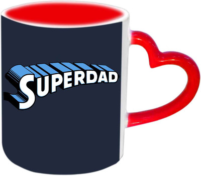 

Raj Laxmi SUPERDAD With Very Beautiful Design Red Heart Handle Ceramic Mug(350 ml)