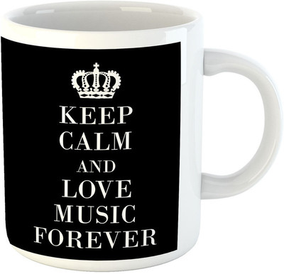 

Deeher Gifts Keep calm and love music forever design3 Ceramic Mug(330 ml), Black;white