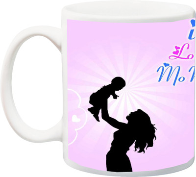 

ME&YOU Gift for Mummy/mother/mum;I Love You Mom Pink Printed Ceramic Mug(325 ml), Multicolor
