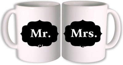PhotogiftsIndia mr and mrs Ceramic Mug(350 ml, Pack of 2), Multicolor